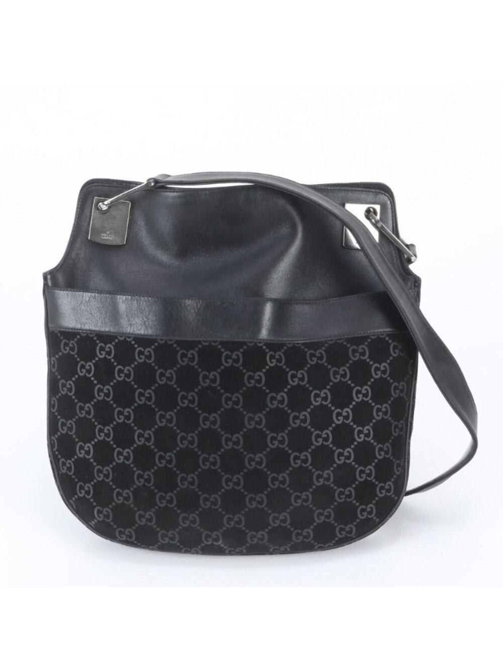 Gucci GG Suede Leather Shoulder Bag Crossbody Black
